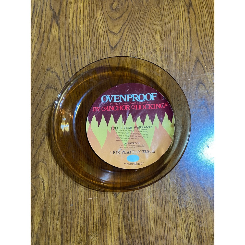 Anchor Hocking Fire-King Amber Glass 9 Inch Pie Plate Ovenproof 460 Vintage NOS